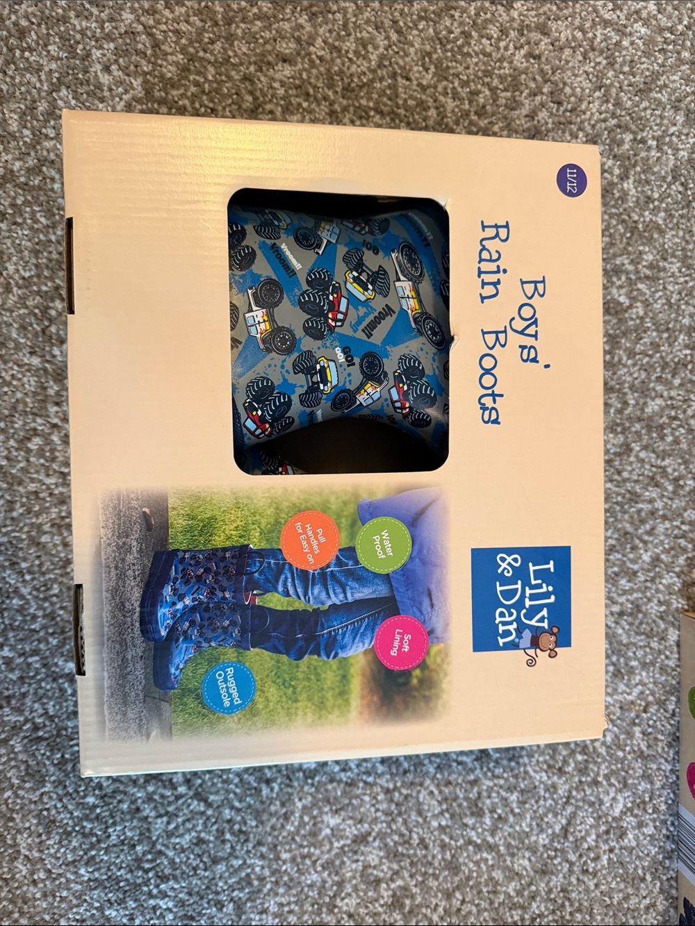 Lily & Dan Boys' Blue Monster Truck Rain Boots